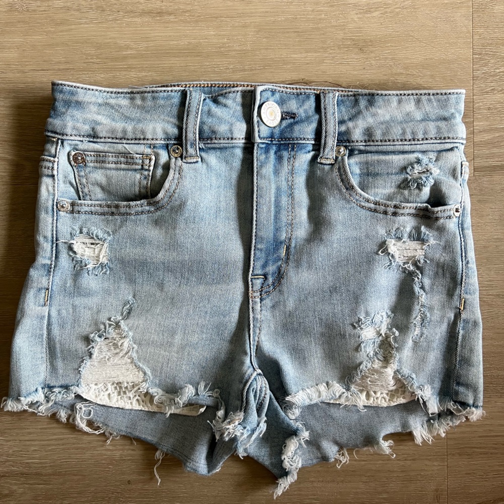 American Eagle Outfitters Blue Jean Shorts Distressed Style